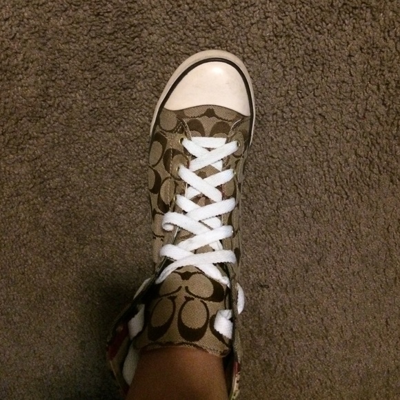 Coach high top converse tan athletic shoes - Picture 1 of 4