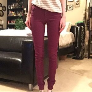 Burgundy dark red skinny jeans