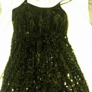 Knee Length Black Sequin Dress
