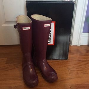 Purple hunter rain boots