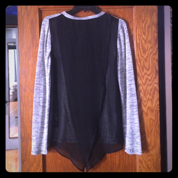 Sheer grey and black sweater