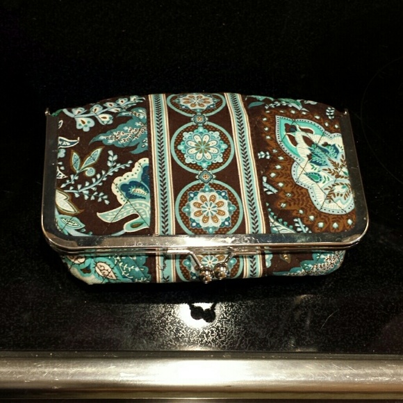 Vera bradley kiss lock cosmetic java blue