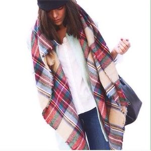 Oversized Plaid Checked Tartan Blanket Scarf Shawl