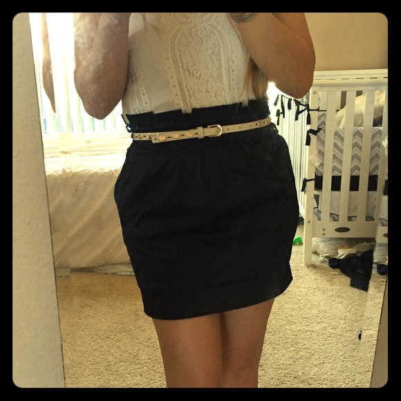 High waisted black skirt