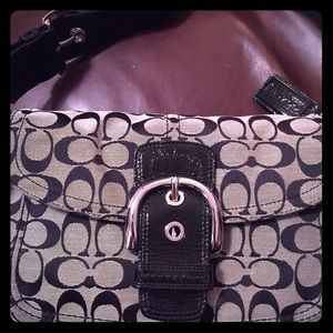 Black and grey coach shoulder bag and wallet