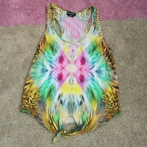 Bebe, small gold embellished tank top