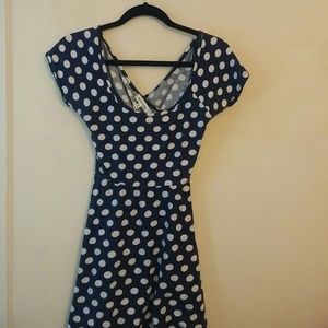 Polka dot open back dress