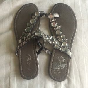 Silver Beaded Sandals