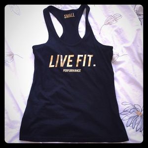 Black and gold love fit tank top