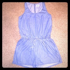 Denim romper.