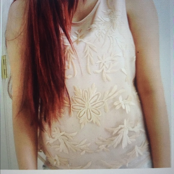 Embroidered nude tank
