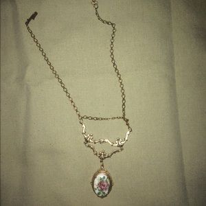 Vintage enamel cameo choker