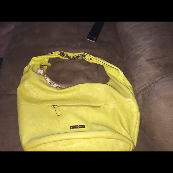 Jessica Simpson yellow/green hobo style purse - Picture 2 of 2