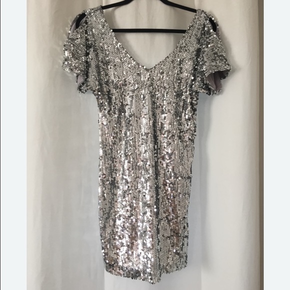 Silver Sequin Party Dress