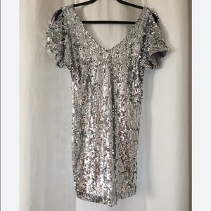Silver Sequin Party Dress