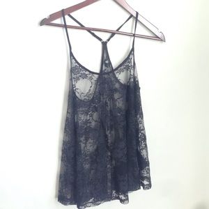 Black lace drape tank