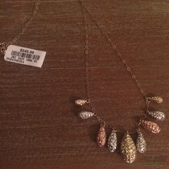 10k tri-colored gold plated 18 inch chain necklace