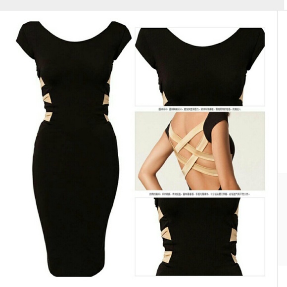 CorporateDivaBoutique Dresses & Skirts - NEW FLASH SALE Black/taupe cross cross back midi