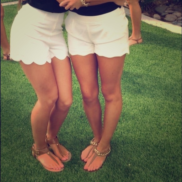 White scalloped shorts