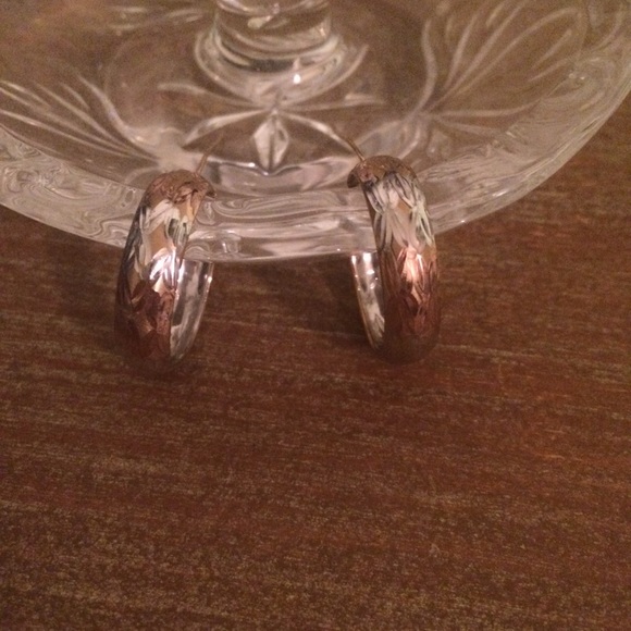 10k tri-colored gold plated hoop earrings