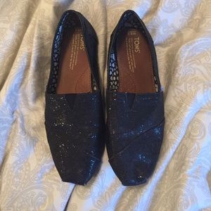 Black sparkly TOMS