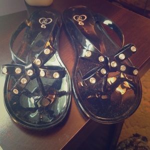 Sparkle Bow Jelly Flip Flops