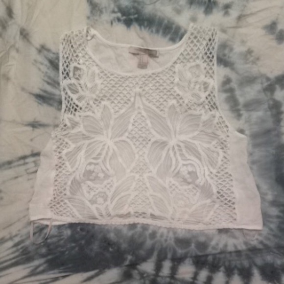 Forever 21 Contemporary White Lace Crop Top
