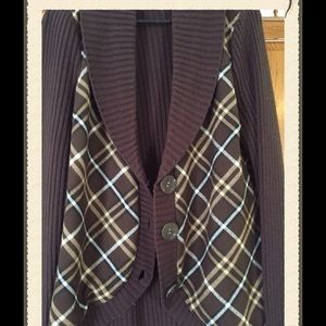 Chocolate brown plaid cardigan