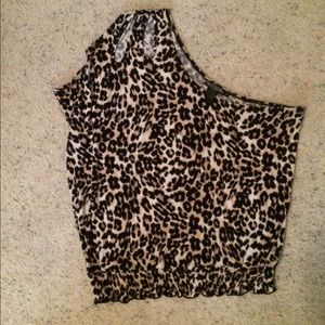 One shouldered leopard blouse
