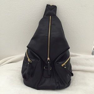 Guess black leather backpack