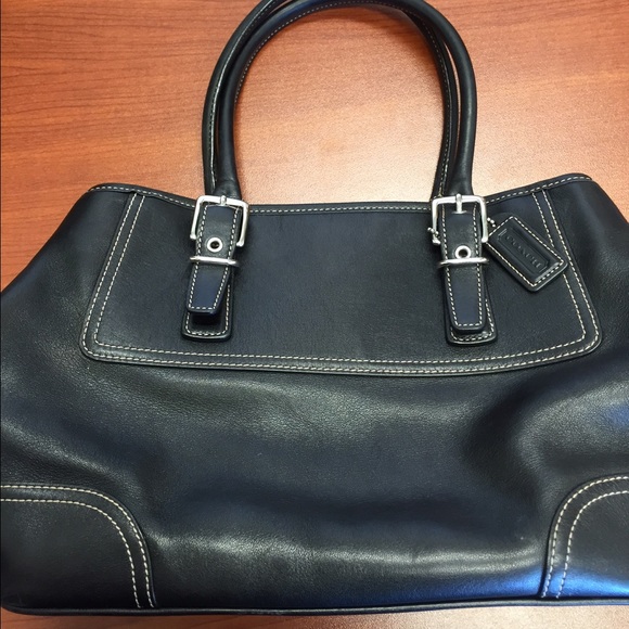 Black leather coach bag
