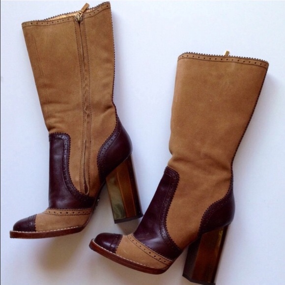 Dolce & Gabbana Suede/Leather Mid-calf Boots