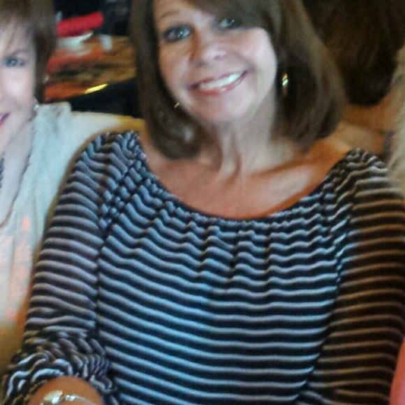 Black a with white stripe Peasant top