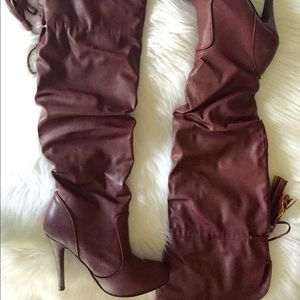 Oxblood Tall Almond Toe Boots