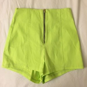 Neon lime yellow high waisted shorts