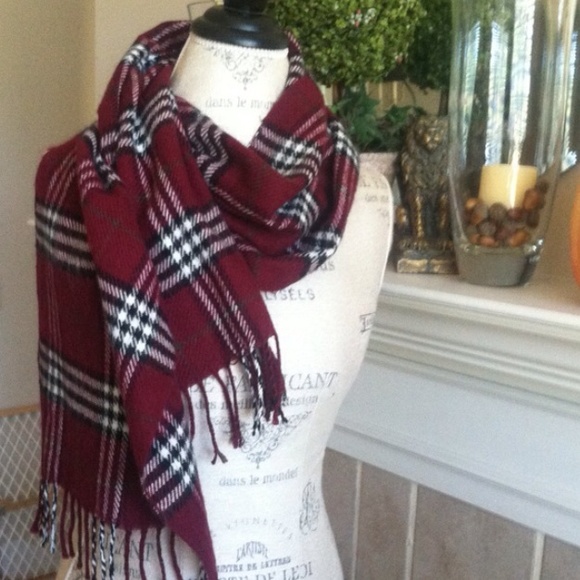 Accessories - Burgundy Plaid check scarf