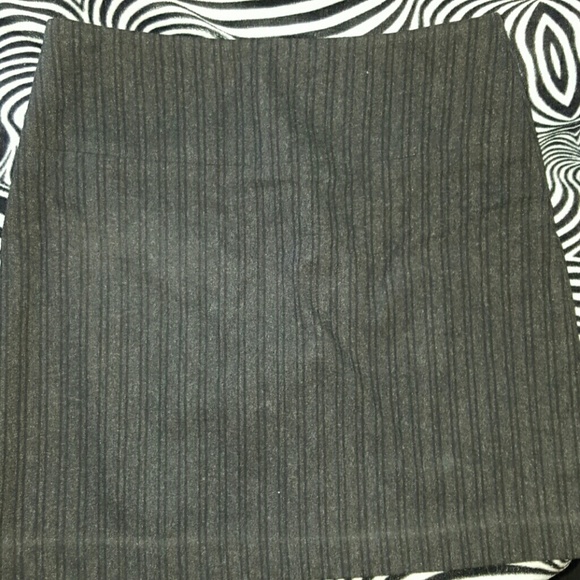 Grey w/ black pinstripes wool blend skirt.
