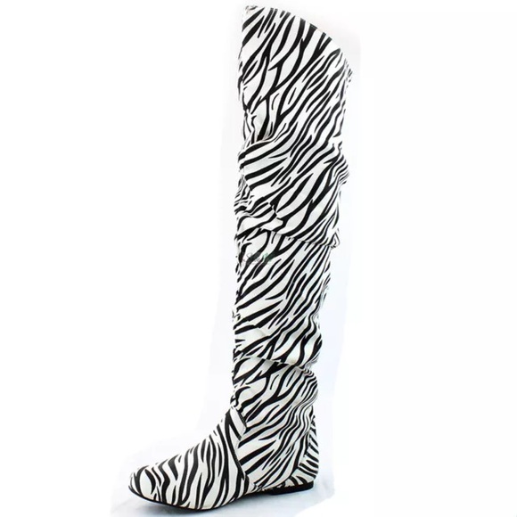 Zebra over the knee boots, brand new