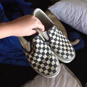 VANS CHECKERED SLIP ONS WOMENS