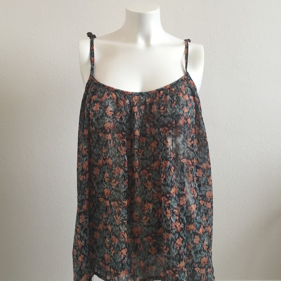Floral self tie straps top
