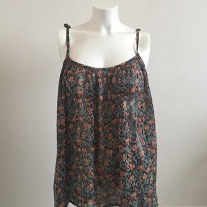Floral self tie straps top