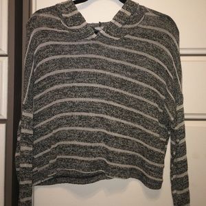 LA Hearts Striped Cropped Hoodie