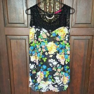 Sheer Floral Tank Hi-Low NWOT