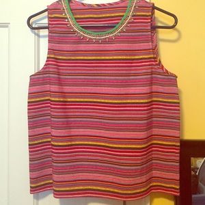 Colorful tank with necklace embroidery