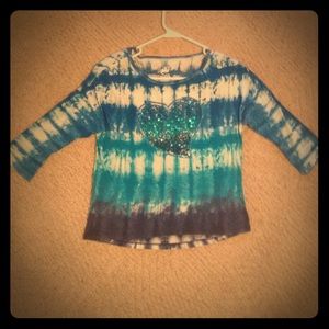 blue and white to dye 3/4 sleeve heat w/ sequences