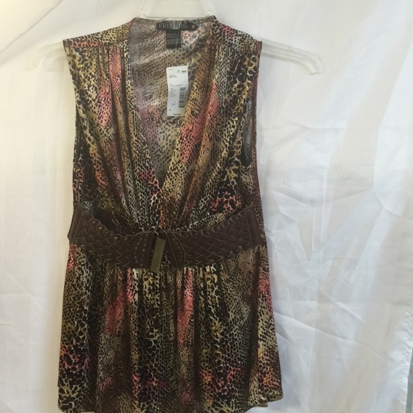 Friends belted sleeveless shirt