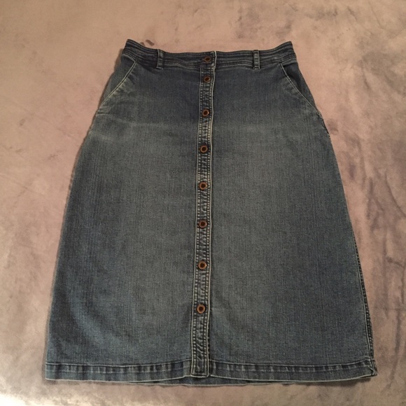 Classic Button-Down Jean Skirt Size 8