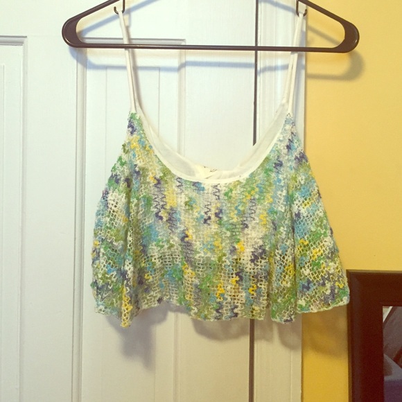 Mesh crop top with built in bra