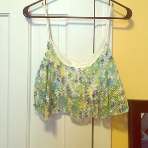 Mesh crop top with built in bra