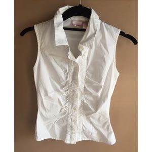 Sleeveless White Button Down